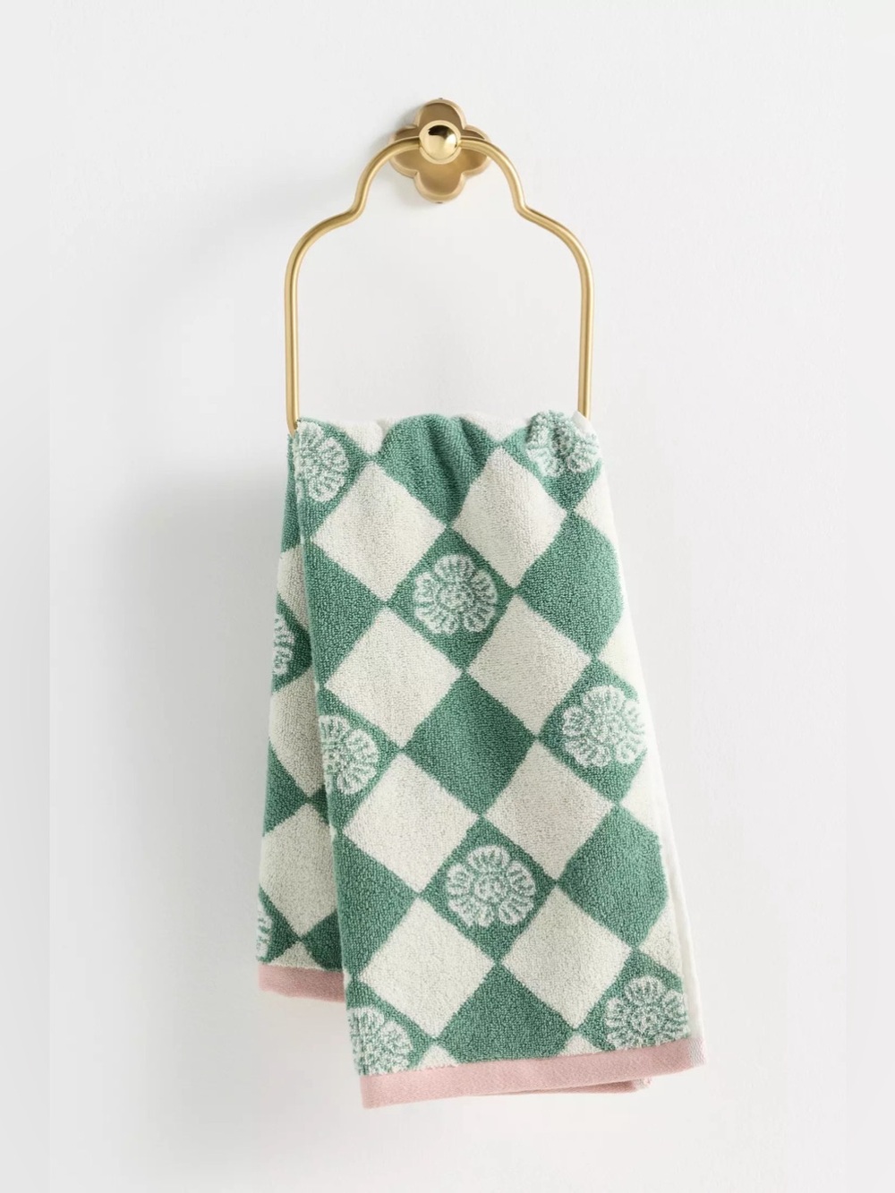 Green and White Checker Medallion Bath Towel